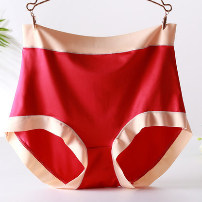 Hot New Items at Buy Center: High Waist Satin Plus Size Underwear Wine Red