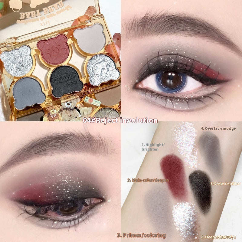 Six Color Eyeshadow Cool Diamond In The Debris Contrast Color Makeup Smoky Cut-off Eye Makeup