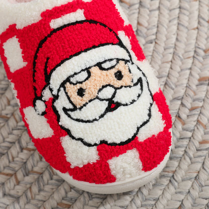 New Christmas Plaid Santa Claus Slippers Winter Indoor Non-slip Floor Bedroom Fuzzy House Shoes For Women Home Slipper Buy Center