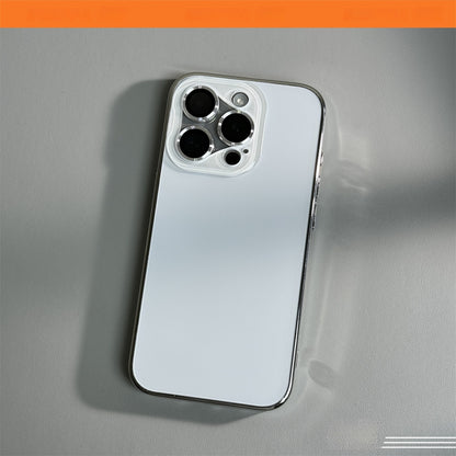 New at Buy Center: Frosted Glass Anti Drop Electroplating Soft Edge Phone Case White feed lens film