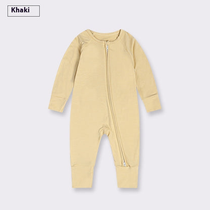 Hot New Items at Buy Center: Bamboo Fiber Baby Jumpsuit Baby Zipper Pajamas Khaki