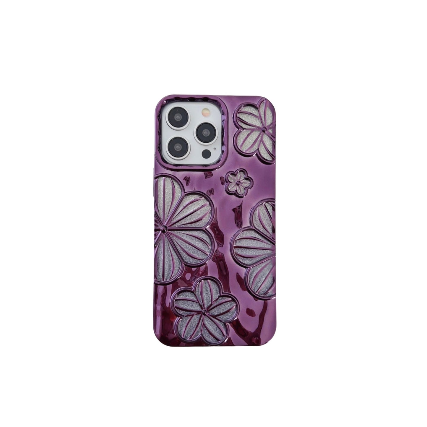 Buy Center Trend-Electroplating Pleated Flower I Phone Case