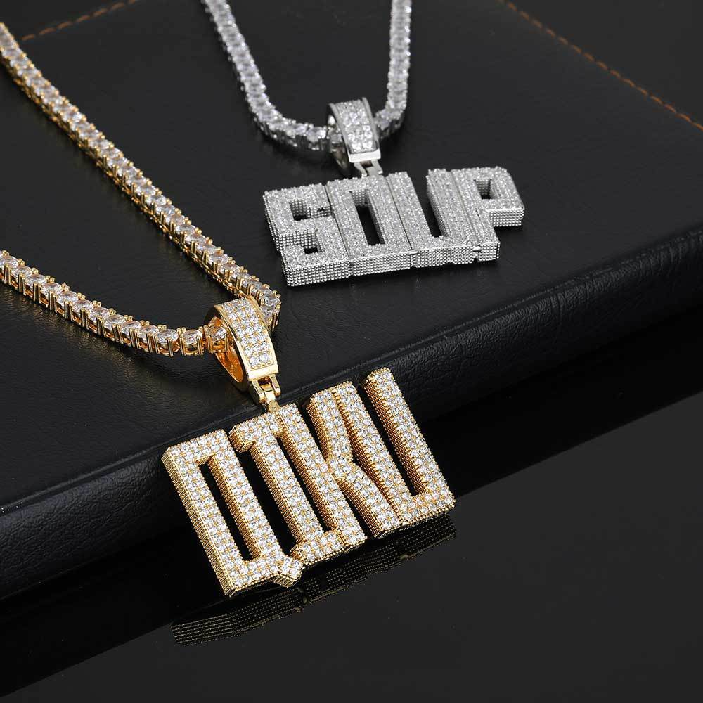 Fresh Arrivals at Buy Center: Hip Hop Copper With Zirconia Block Letter Pendant Necklace