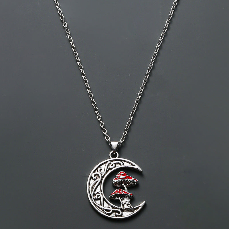 Buy Center Exclusive Offer-Retro Necklace Hip Hop Niche Moon Red Mushroom