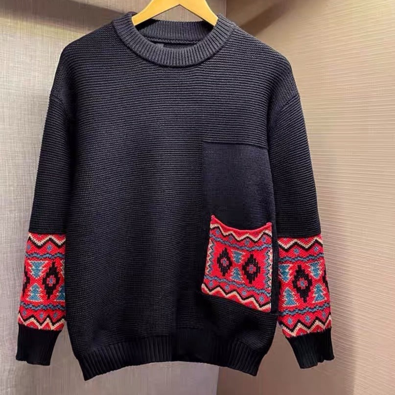 Ethnic Style Jacquard Design Men's Sweater