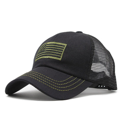 Newly Released at Buy Center: Men's Outdoor Camouflage Mesh Cap Embroidered Hat Black Adjustable