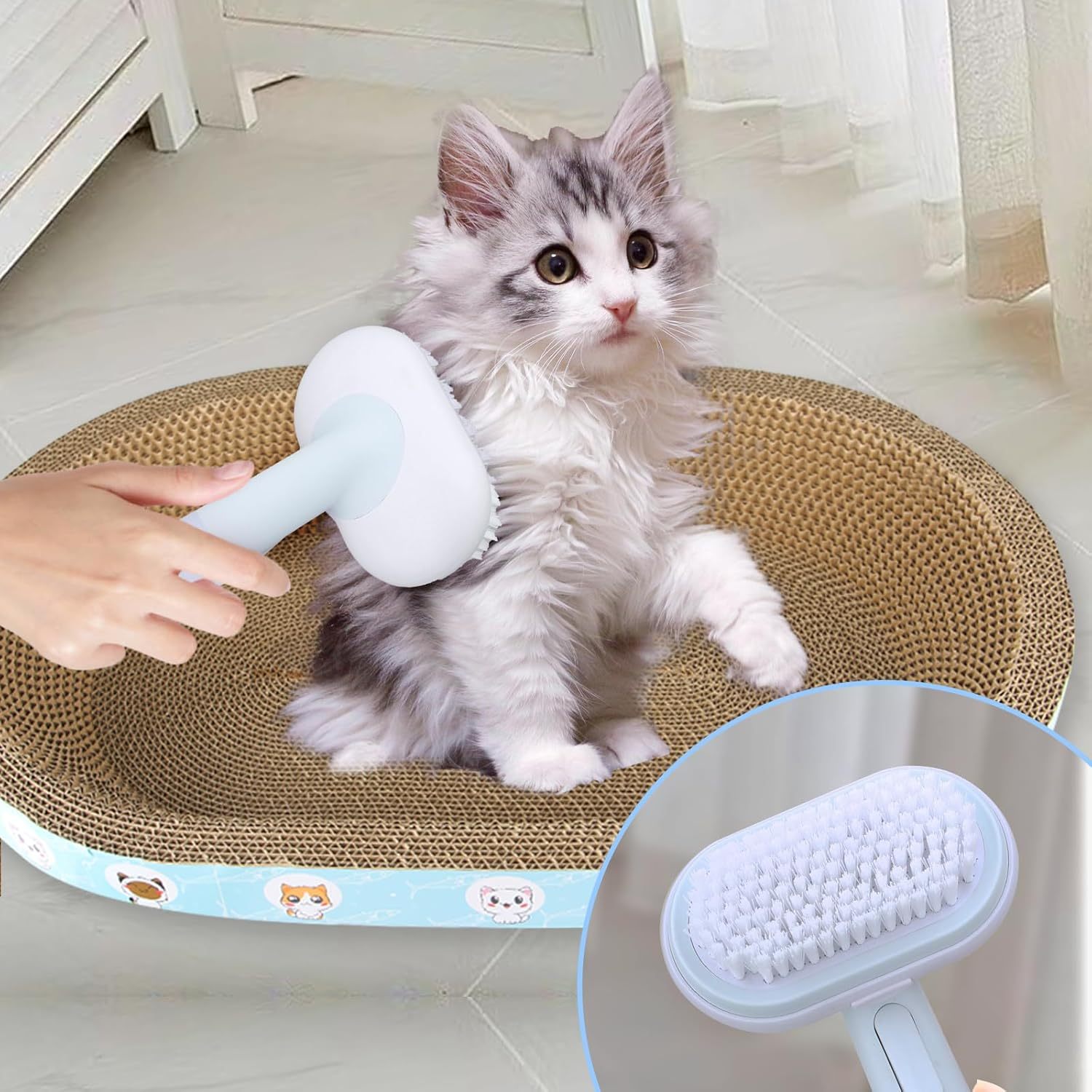 New Cat Dog Brush 5 In 1 Pet Grooming Supplies Kit Slicker Brush For Shedding Dematting Undercoat Rake Self Cleaning Comb For Indoor Cats Pet Hair Brushes Multifunction Set