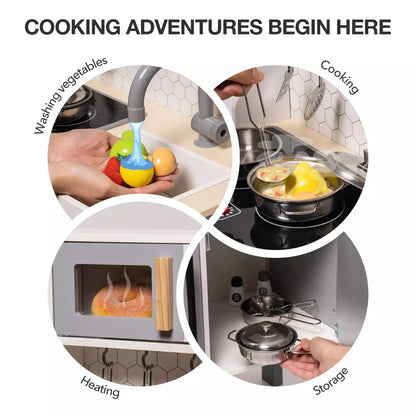 Fresh Arrivals at Buy Center: ROBOTIME DIY Pretend Play Kitchen Cooking Toy Set Gift For Boys And Girls Gray