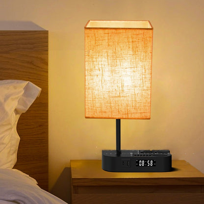 Fresh Arrivals at Buy Center: Multifunctional Bluetooth Playing Alarm Clock Fabric Table Lamp Square Lampshade