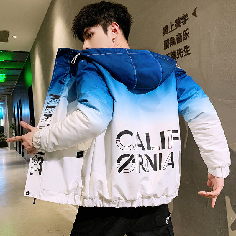 Thin Gradient Coat For Men Fashion Clothes Blue Single Jacket