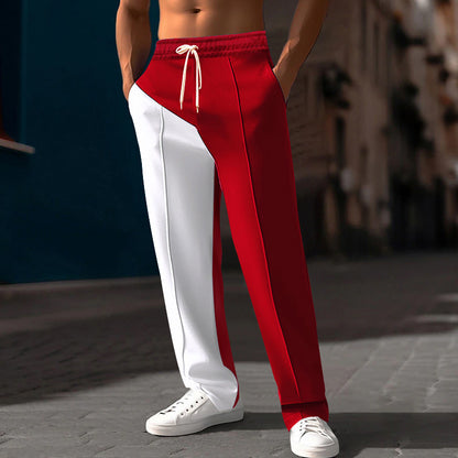 Straight Color Matching Casual All-matching Pants Red