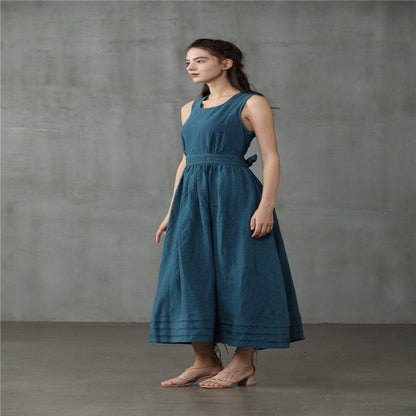 Hot New Items at Buy Center: Women's Casual Cross Back Linen Dress Blue