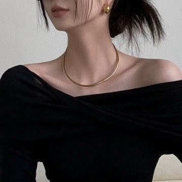 New Off-neck Twisted Shoulder-baring Sweater Women