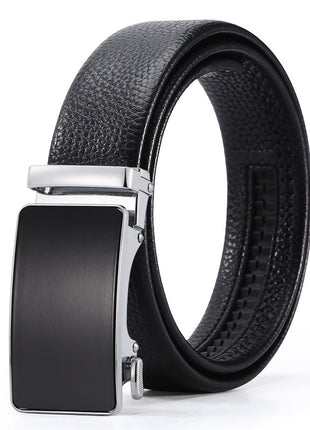 Ceinture d'affaires à boucle automatique en cuir pour homme