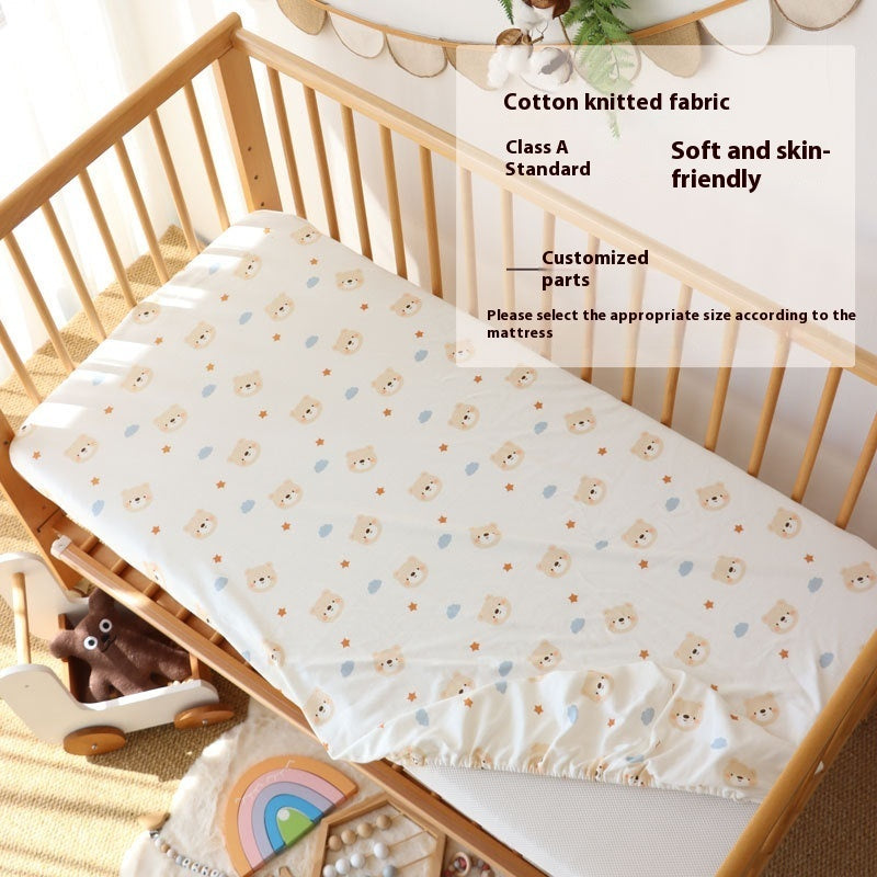 Newly Released at Buy Center: Crib Fitted Sheet Cotton Knitted Newborn Yuner Bear Print