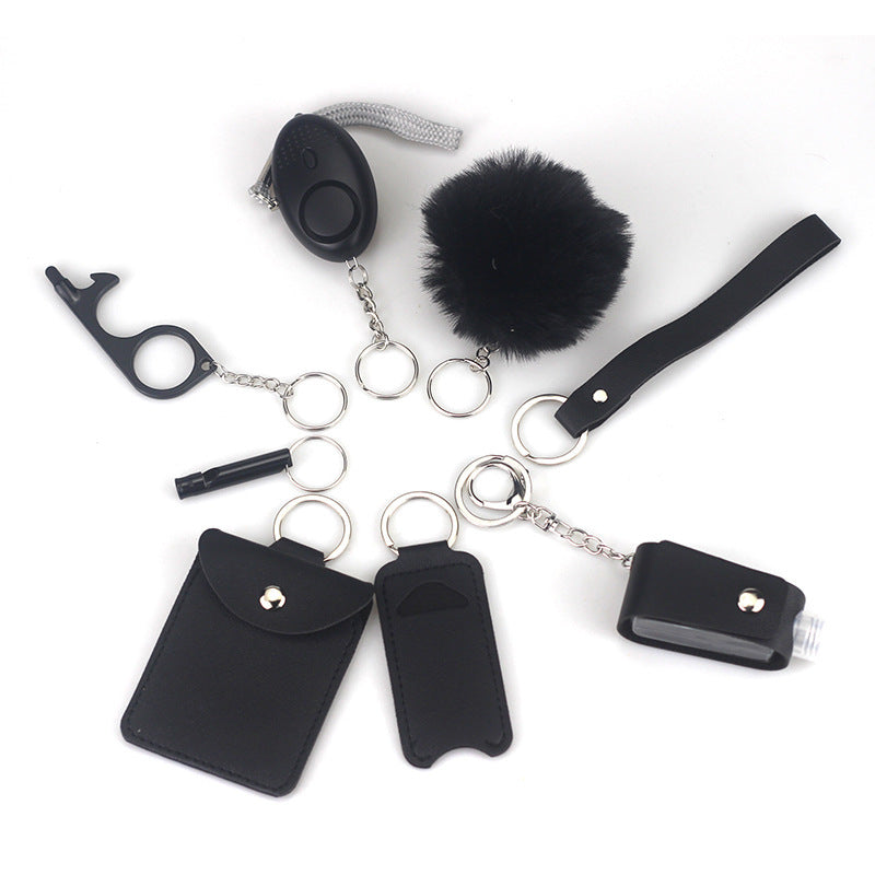 Buy Center Trend-9-piece Keychain Fashion Leather Black