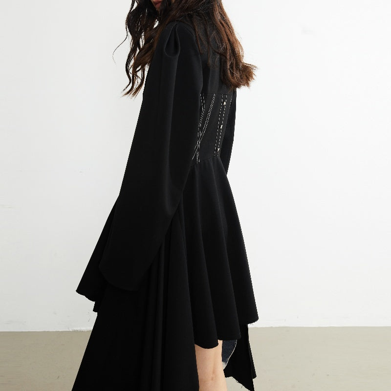 Retro Decorative Open-line Irregular Hem Profile Suit Large Coat Buy Center