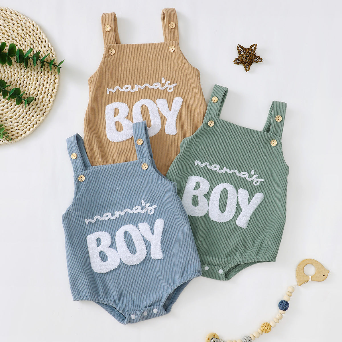 Fresh Arrivals at Buy Center: Male And Female Baby Corduroy Suspender Towel Embroidery