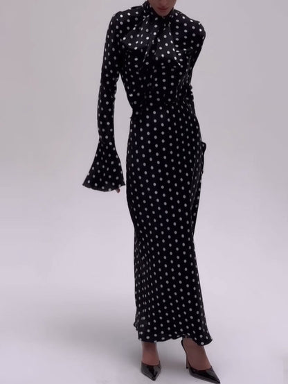 Fresh on the Scene at Buy Center: Polka Dot Strappy Bell Sleeve Dress