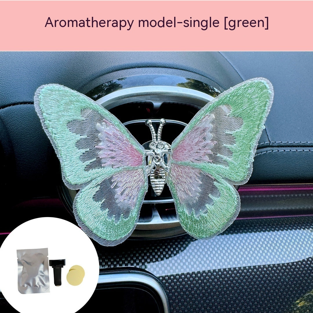 Just Arrived at Buy Center: Moving Embroidery Butterfly Center Console Air Outlet Decoration Healing Series Car Accessories Green Aromatherapy 1PC