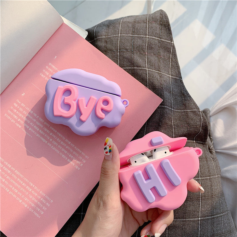 AirPod 2 Case 3D HI BYE Cloud Letter Cartoon Soft Silicone Wireless Earphone Cases For Apple Airpods Case Cute Cover Buy Center