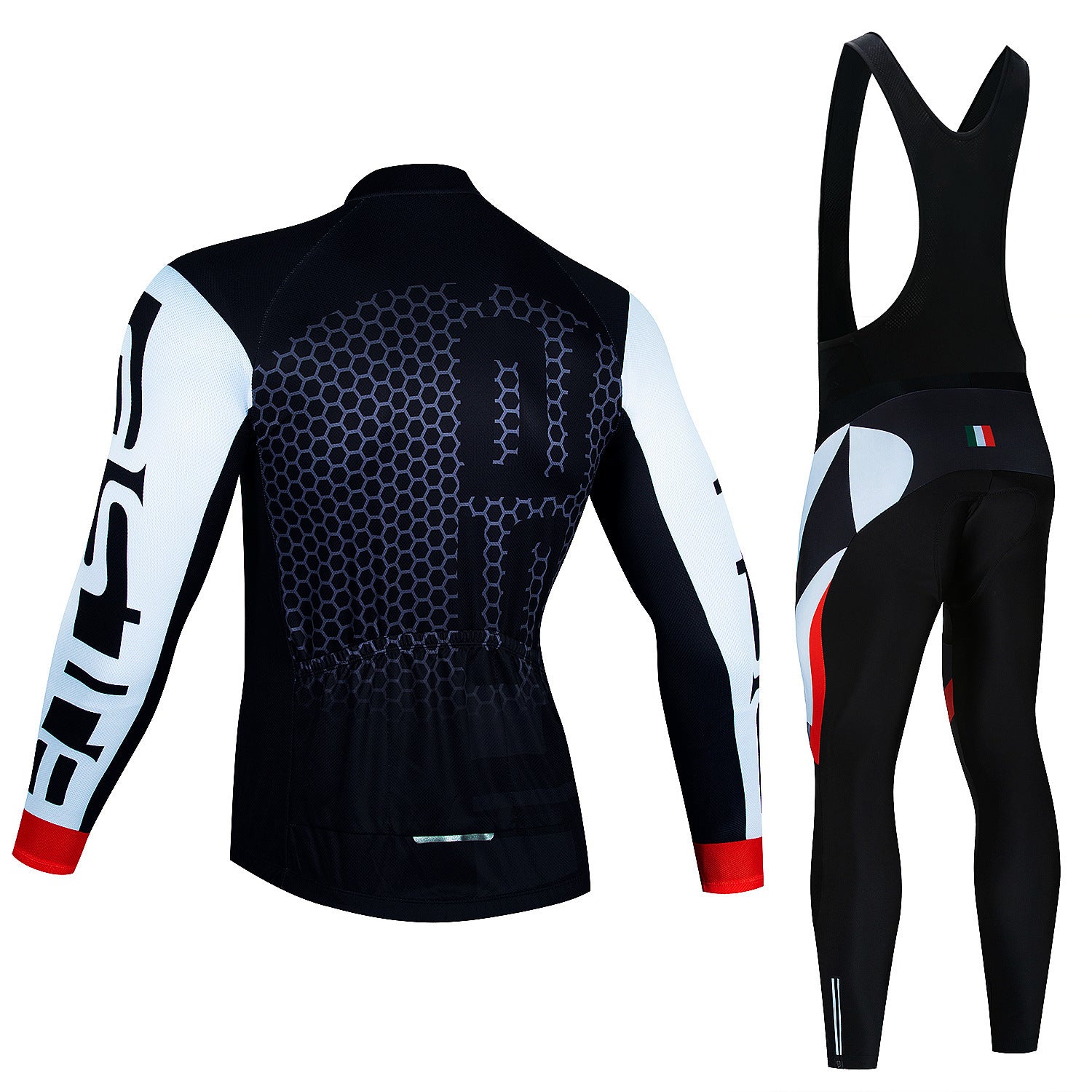 Fresh on the Scene at Buy Center: Men's Riding Jersey Long Sleeve Top And Trousers Wicking Breathable Cycling Suspender Suit