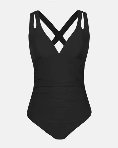 Newly Released at Buy Center: Bikini Triangle One-piece Solid Color Cross Shoulder Strap