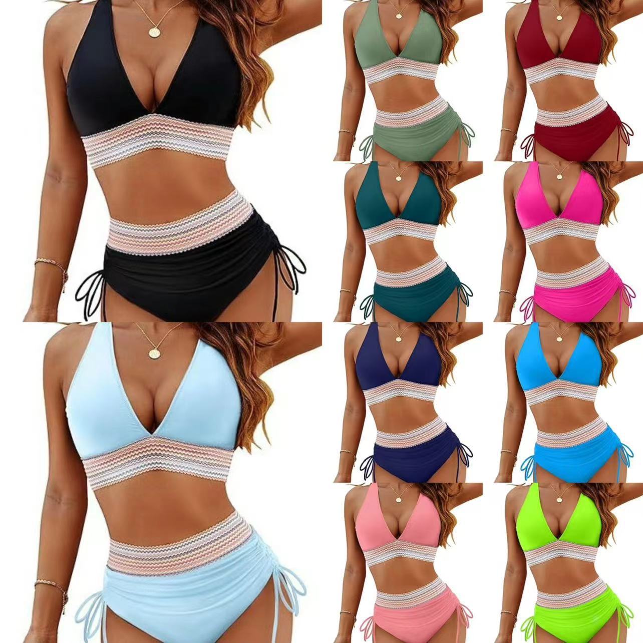 New Fashion Women's High Waist Bikini Split Suit