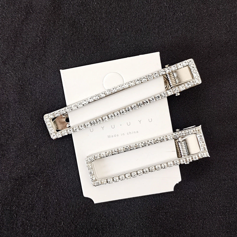 Just Arrived at Buy Center: 8cm Large Rectangular Metal Barrettes Rhinestone