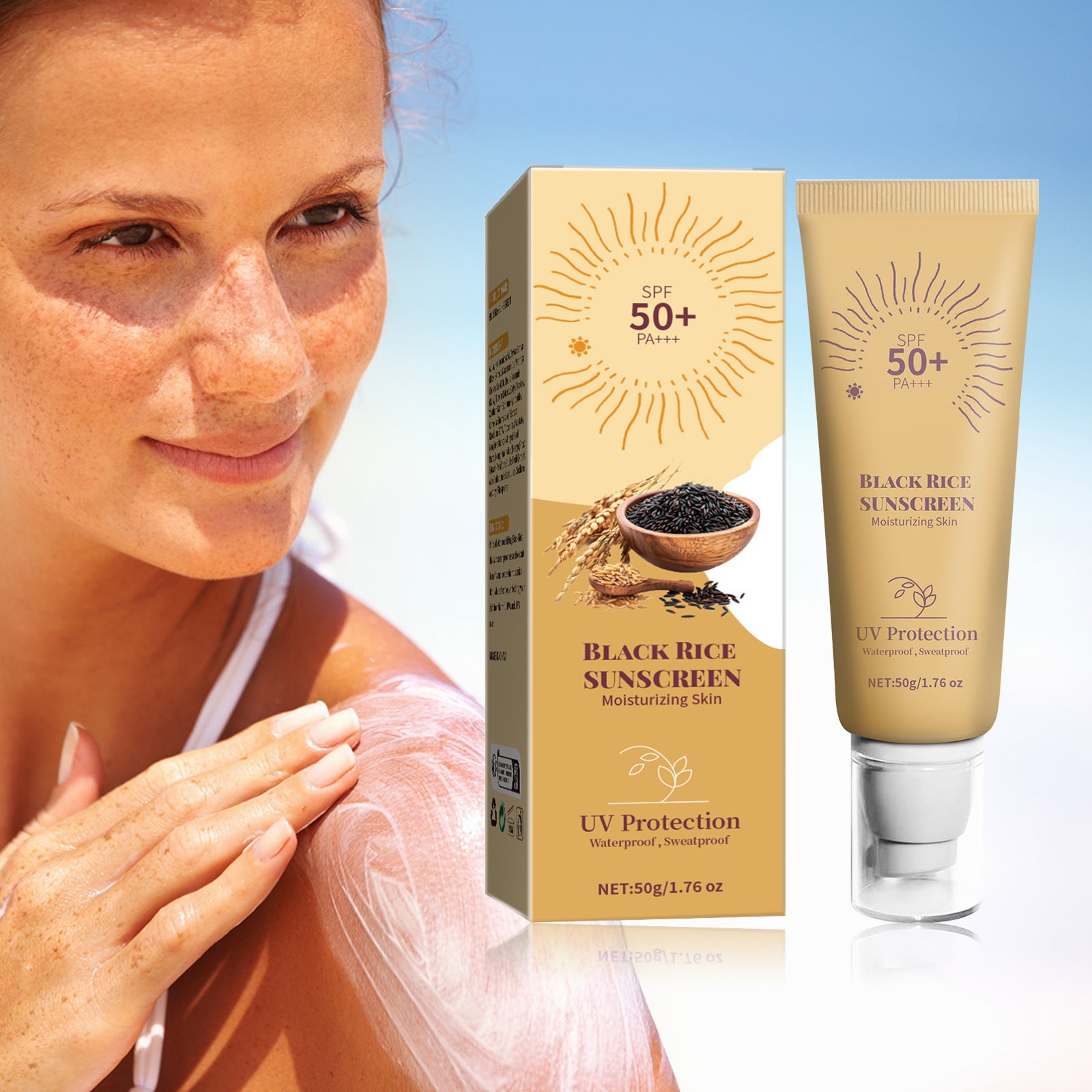 Buy Center Exclusive Offer-Black Rice Moisturizing Cream UV Isolation Sunscreen Cream