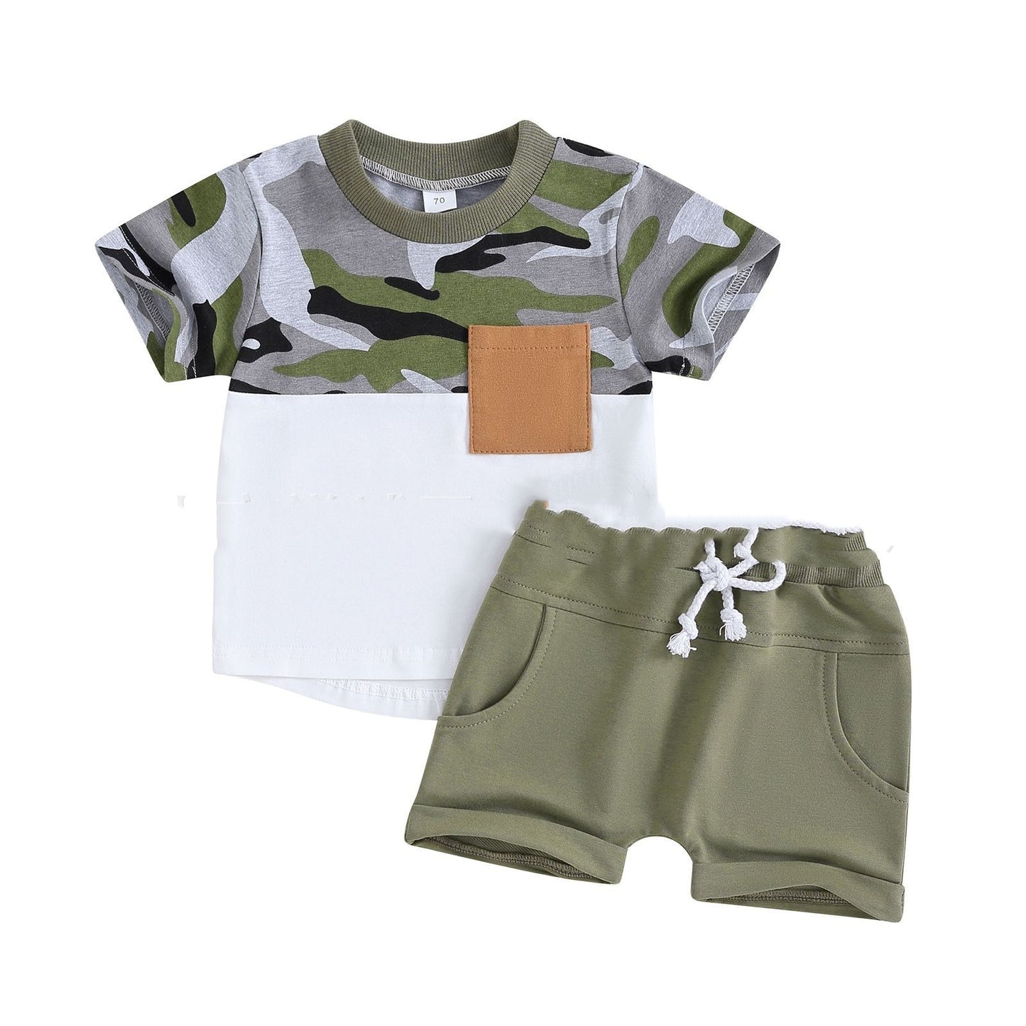 Newly Released at Buy Center: Camouflage Children's Short Sleeve Top Shorts Suit 6372 Colors