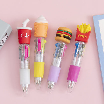 Fresh on the Scene at Buy Center: Cute Cartoon Cute Object Four-color Press Color Ballpoint Pen Random 1PC Fast Food