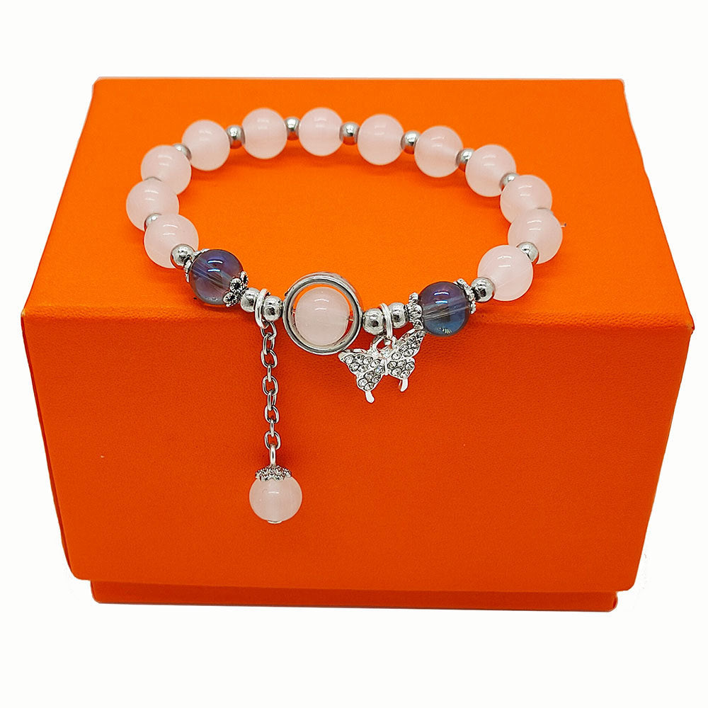 Buy Center Special-Butterfly Ball Bracelet Female Ins Special-interest Design Aquamarine Gray Moonlight