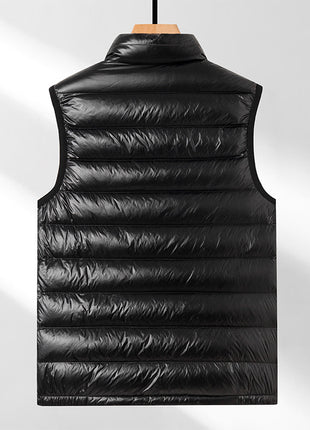 Gilet en duvet d'oie pour homme, chaud et assorti, épais et à la mode, col montant