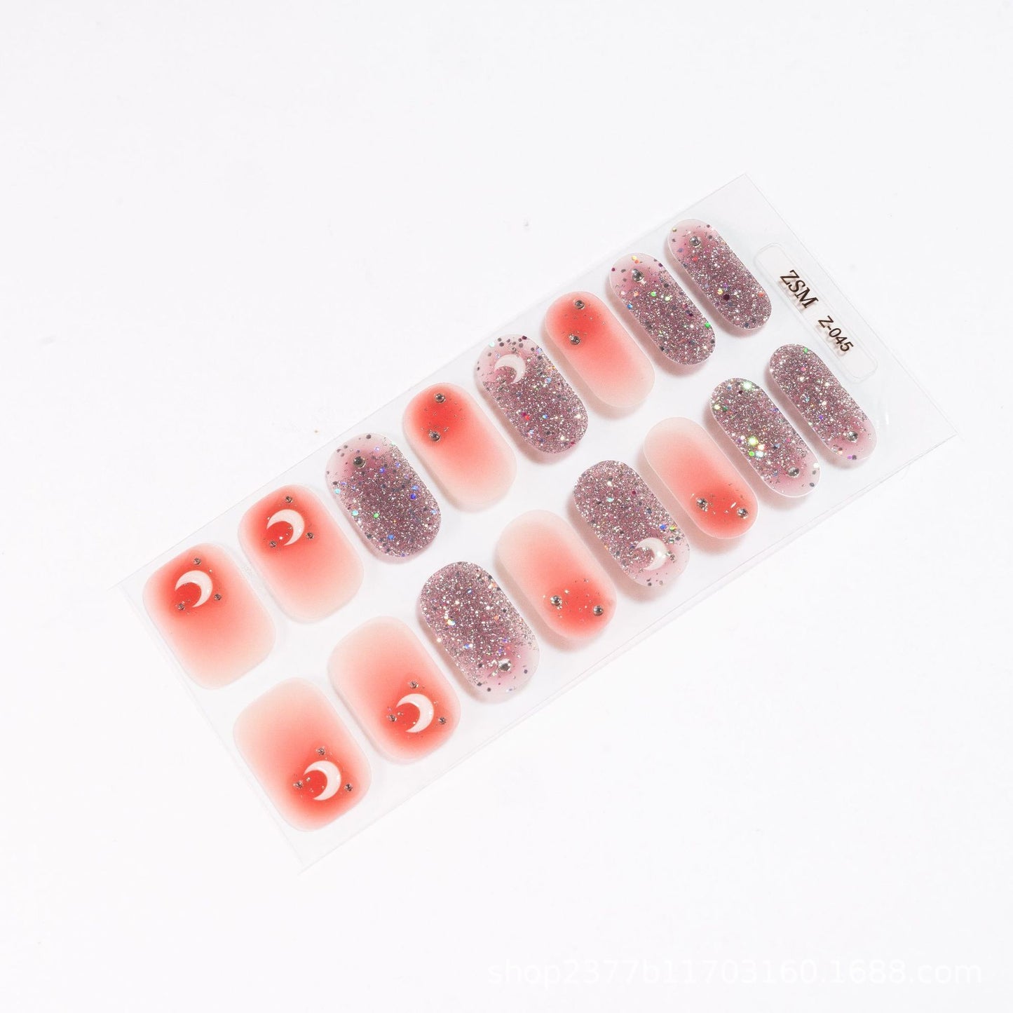 Fresh Arrivals at Buy Center: 16 Finger Diamond Nail Sticker 3D Waterproof Multicolor Z045