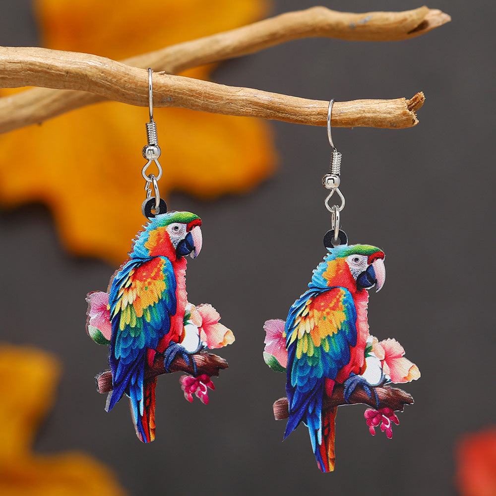 Buy Center Picks-Colorful Fox Cat Horse Parrot Bird Acrylic Earrings For Carnival WEH4526