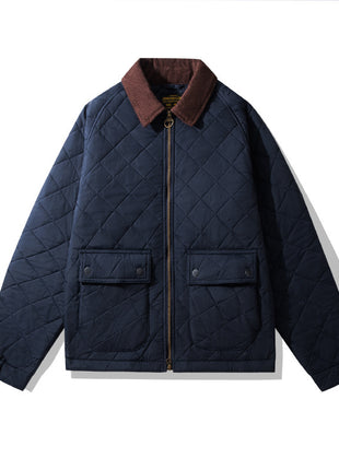 Quilted Jacket Rhombus Cotton Clothing Cotton Coat