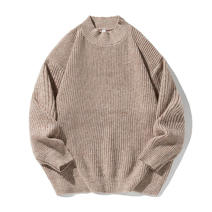 Retro Thick Needle Mock Neck Sweater Autumn And Winter Texture Texture Hemp Dot Jacquard Thickened Buy Center