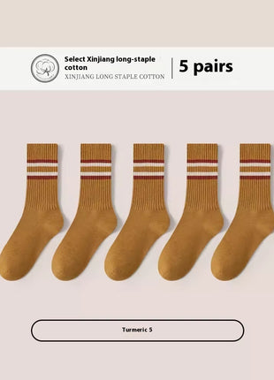 Chaussettes mi-mollet en coton pour hommes, désossées, en pur coton, respirantes, de sport, grande taille