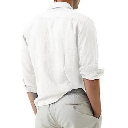 Hot New Items at Buy Center: Cotton And Linen Solid Color Youth Casual Cotton And Linen Lightweight Breathable Men's Shirt