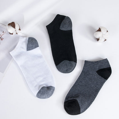 Simple Black White Gray Boat Sweat-absorbent Low Mouth Socks