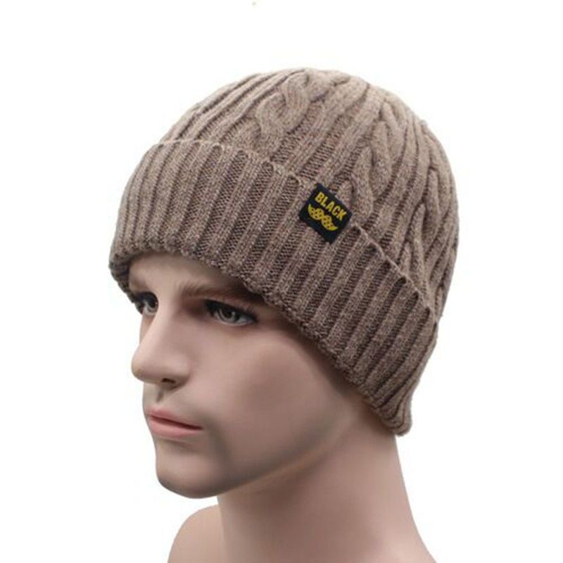 Gorro de punto europeo y americano para hombre, gorro de otoño e invierno