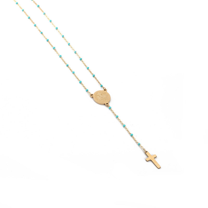 Buy Center Handpicked- Women's Long Drip Glazed Enamel Stainless Steel Necklace