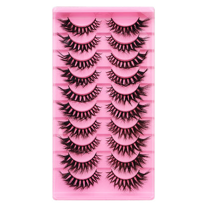 10 Pairs Of False Eyelashes With Natural And Thick Curl