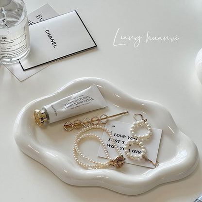 Just Arrived at Buy Center: Single-Layer Light Luxury Cloud Ceramic Jewelry Storage Tray