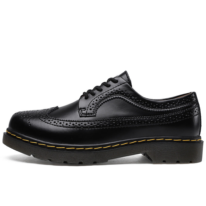 Buy Center Handpicked- Martin Shoes Women's Low-cut Genuine Leather 5-hole Brogue Men's And Women's Round Head Couple's Lace-up Shoes