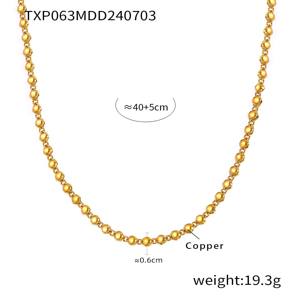 Buy Center Special-Simple Ball Bracelet Necklace Copper Material Gold Plated Color Retaining Fashion High Texture Luxury Ornament TXP063 Gold Necklace