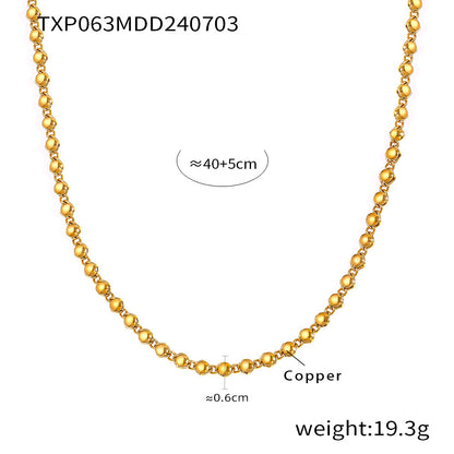 Buy Center Special-Simple Ball Bracelet Necklace Copper Material Gold Plated Color Retaining Fashion High Texture Luxury Ornament TXP063 Gold Necklace