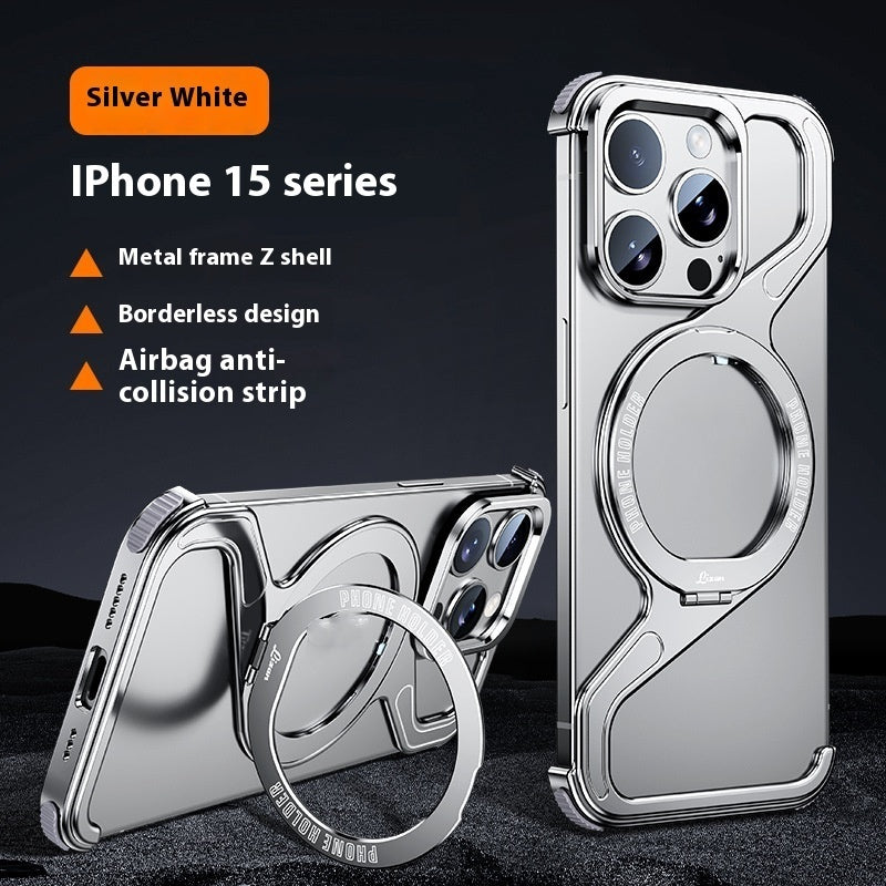 Hot New Items at Buy Center: Z-type Metal Bracket Magnetic Phone Case Silver White