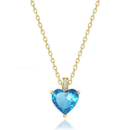 Buy Center Hot Pick-Women's Twelve Birthstone Fashion Simple Pendant Necklace December Blue Diamond